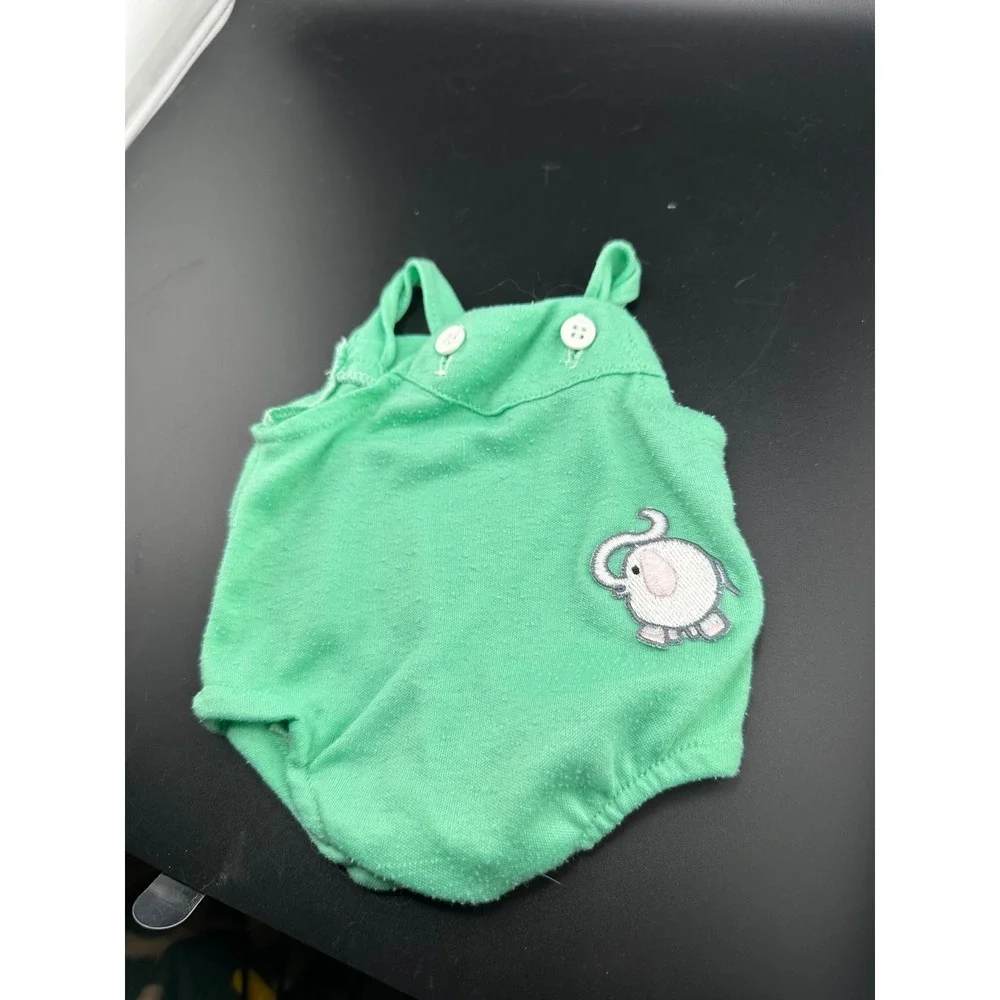 Cabbage Patch Kids Green Overalls Elephant Romper Cotton Coleco Vtg 1980s READ